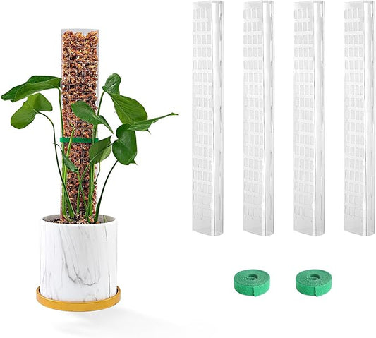 15 Inch 4 Pcs Plastic Moss Pole for Plants Monstera, 4Γ15'' Plant Poles for Climbing Plants, Plant Support for Indoor Plants Work with Sphagnum Moss