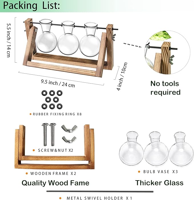 Ivolador Propagation Station, Plants Terrarium, Plants Lover Gifts for Women,Plant Cutting Holder Home décor,Gifts for Women,House Warming Gifts New Home for her