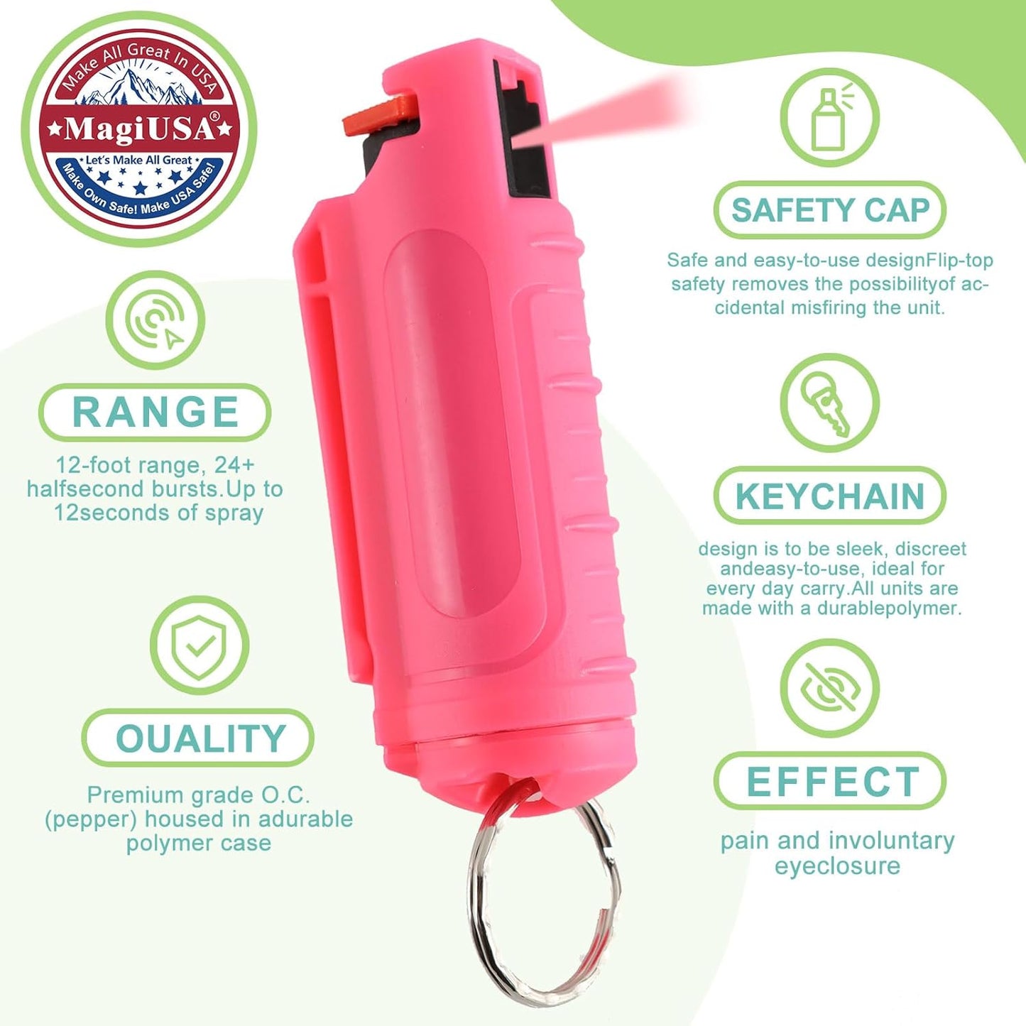 Multi Pack MagiUSA OC Pepper Spray Keychain Value Sets for Women Men 6 Pack or 8 Pack Self Defense Gel Kits Quick Release Compact Portable Personal Safety Tools Ideal Gift
