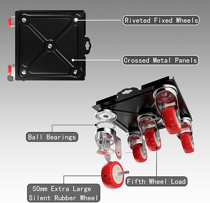 【Upgrade Large】 Furniture Dolly,Furniture Movers with 5 Wheels,Carbon Steel Panel Heavy Duty Dolly,Furniture Lifter with 5 360° Rotatable Rubber Universal Wheels,Maximum Load 3474LBS