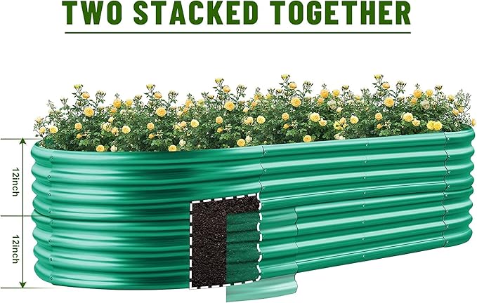 Land Guard 8×4×1 ft Green Raised Garden Bed, Vego Garden Raised Bed, Above Ground Flower Bed for Vegetables, Flowers, Herbs(Green)…