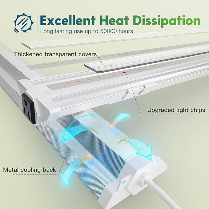FREELICHT 1 Pack 4ft LED Grow Light with Timer, 60W (350W Equivalent), Sunlike Full Spectrum Integrated Plant Light for Hydroponic Indoor Plant Seedling Veg and Flower, Plug in with 3 Timing Modes