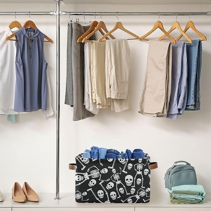 Skull Rectangular Storage Basket Organizer Bin Shelf Baskets For Clothes Gifts For Home Office Dorm