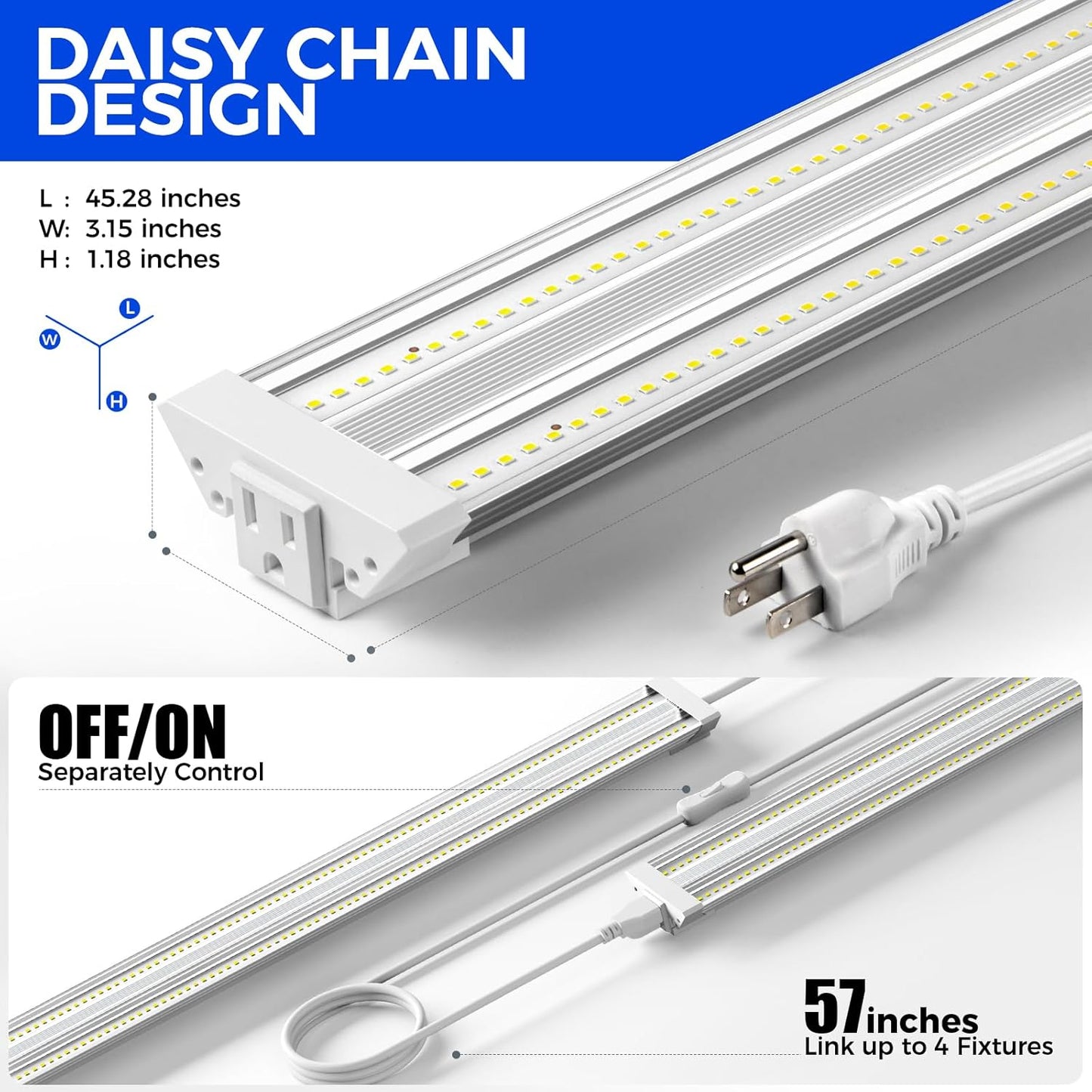 Barrina TX72 4FT Grow Light for Indoor Plants, 72W (500W Equivalent), High PPFD, 5000K Daylight Full Spectrum, Grow Lights for Seed Starting, Vegetable, Greenhouse with On/Off Switch, Linkable, 1 Pack