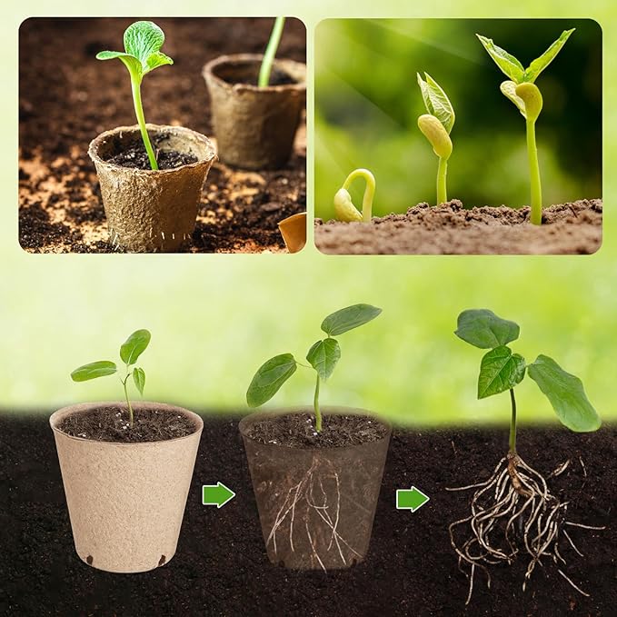 132 Pack Organic Peat Pots, 3.15 Inch Nursery Pot, Round Plant Seedling Pots with Drainage Holes, Small Seed Starting Starter Tray Bulk, Garden Germination Container with 132 Planting Labels(8 cm)