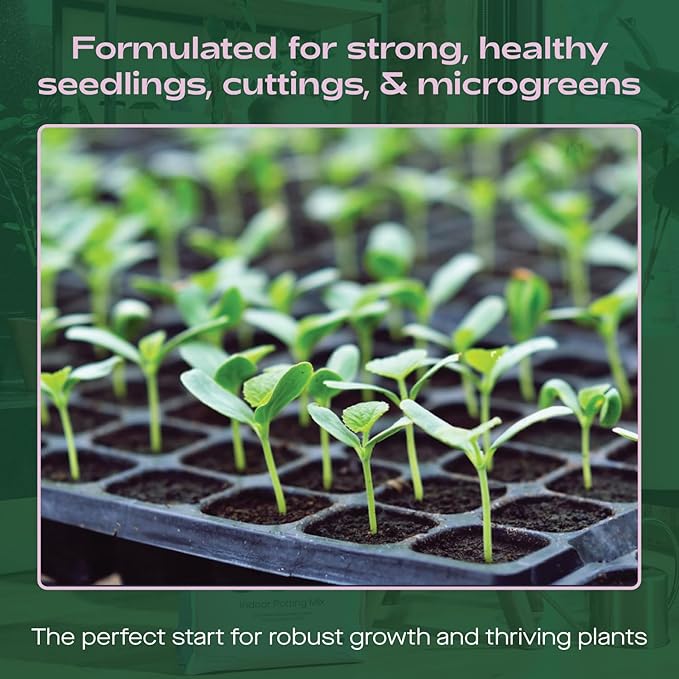Seedling Seed Starter Soil Mix - Peat-Free Organic Potting Mix for Seeds, Cuttings, Microgreens- Enriched w/Worm Castings, Root-Boosting Biochar, Less Prone to Gnats for Germination & Propagation- 8qt