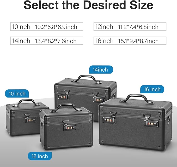Combination Lock Box - 15.1x9.4x8.7 Inch - Security Lock Boxes for Medicine, Locking Storage Box for Personal Items Passports and Documents, Lockable Lockbox for Office Business, Black