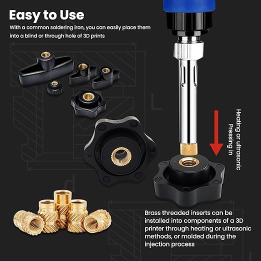 M8 Threaded Inserts-30 Pieces M8x5x10 Heat-Set Insert Brass Knurled Nuts Big Size for 3D Printing Components and Plastic Parts