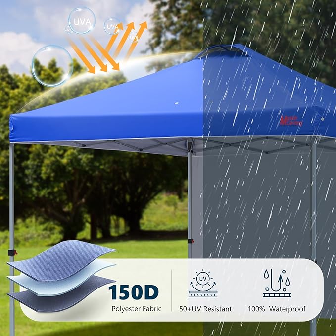 MASTERCANOPY Durable Pop-up Canopy Tent with 1 Sidewall (6.6'x6.6',Blue)
