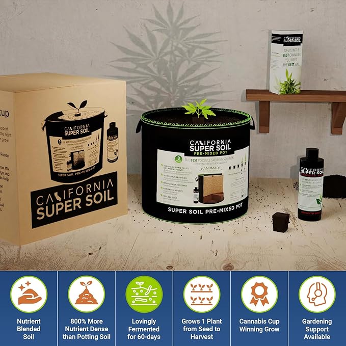 PreMixed Super Soil 3 Gallon Pot - Every Thing Included for The Perfect Grow (add only Seed and Water)
