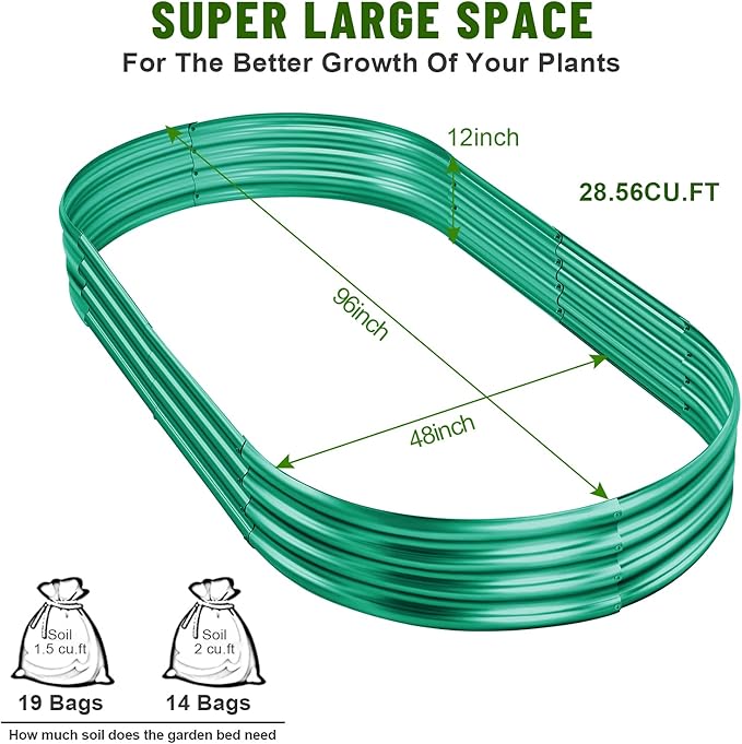Land Guard 8×4×1 ft Green Raised Garden Bed, Vego Garden Raised Bed, Above Ground Flower Bed for Vegetables, Flowers, Herbs(Green)…