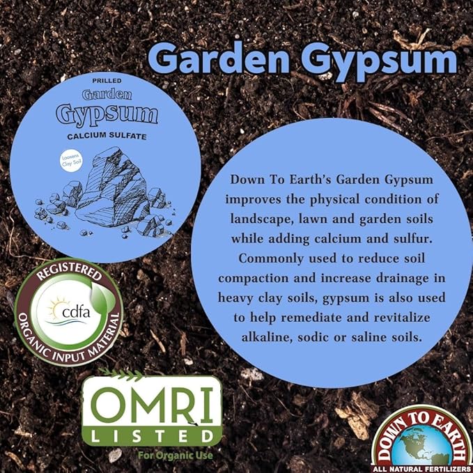Down to Earth Organic Garden Gypsum Calcium Sulfate, 5 lb