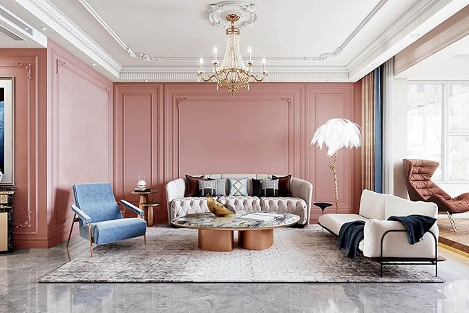 Dimoon 78.7''x17.7'' Pink Peel and Stick Wallpaper Contact Paper Modern Self Adhesive Wall Paper Removable Renter Friendly Textured Solid Color Shelf Cabinet Vinyl Roll (78.7''x17.7'',Rose Pink)