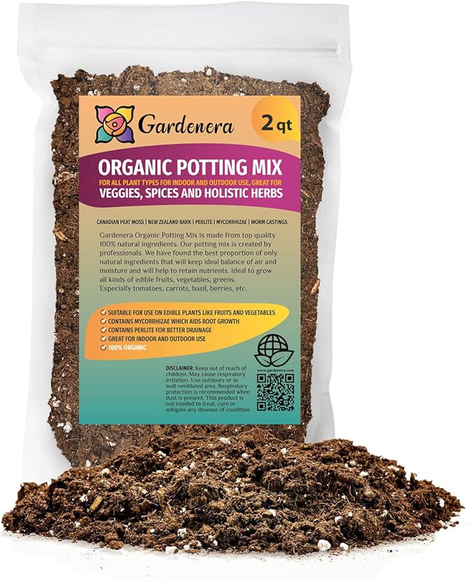 Organic Potting Mix for All Plant Types for Indoor and Outdoor Use, Great for Veggies, Spices, and Holistic Herbs - (2 Quart Bag)