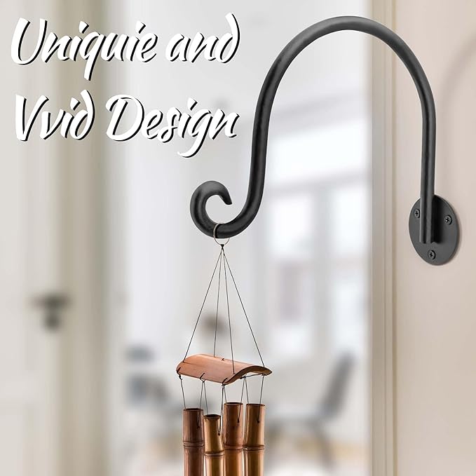 AJART Hanging Plant Hanger Outdoor: Bird Feeder Wall Hooks - 8 Inch Plant Bracket Hook for Hanging Flower Baskets 2 Pieces