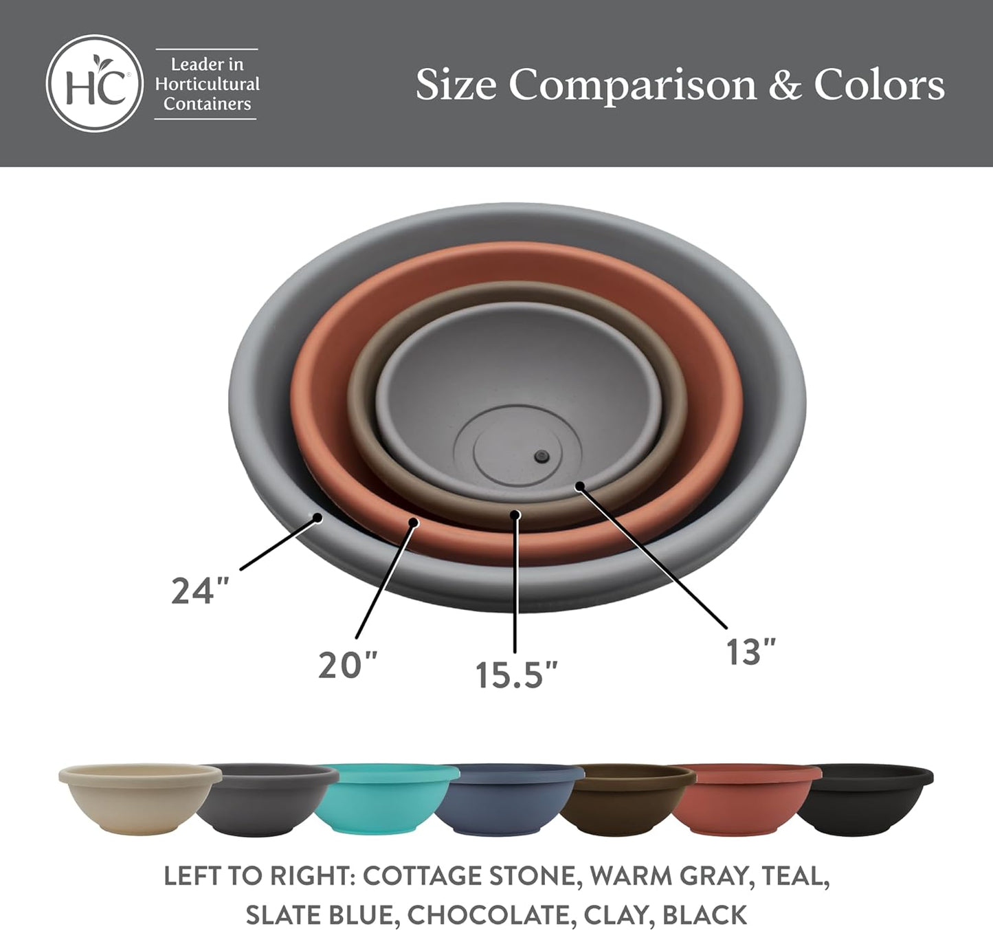 The HC Companies Shallow Planter with Drainage - Contemporary Garden Bowl Planter for Flowers, Herbs & More - Round Succulent Planter Pot for Indoors and Outdoors (13" Chocolate, Pack of 2)