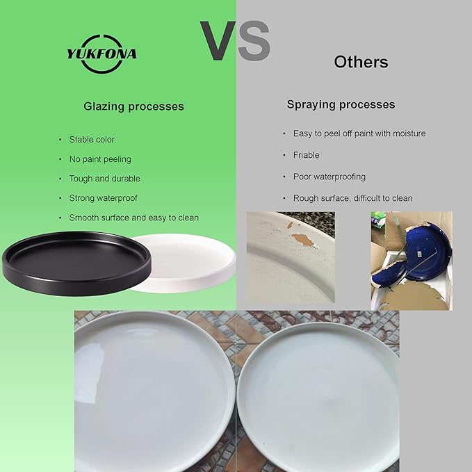 2 Pack Ceramic Plant Saucer Pot Tray 8 Inch, Planter Saucers 4 5 6 7 8 9 10 11 12 Inch for Indoors Outdoor, Durable Sturdy Flower Drainage Tray for Glazed Pots Base (8.5 Inch Blue)