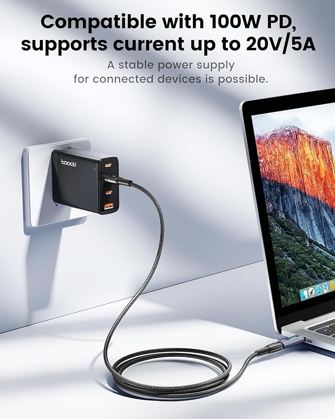 USB C Adapter, 2Pack 100W USB C Female to USB C Male Extension Adapter Type C Power Meter Tester with Digital Display for iPad Pro iPhone 15 Pro Max MacBook Pro Laptop (Grey)