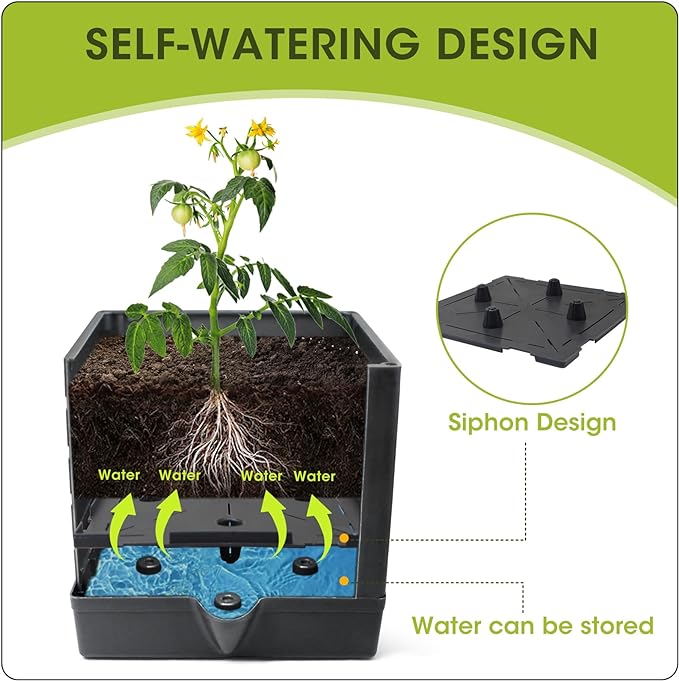 MQFORU Raised Garden Bed, 57" Tomato Planter with Trellis, Tomato Cages for Climbing Vegetables Plant, Self Watering Tomato Support Box for Garden Pots, Use for Patios Greenhouse Indoor Outdoor(1Pc)