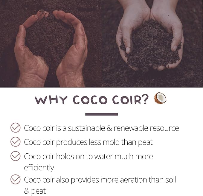 Pure Coconut Coir Netted Seed Starting Pellets - 42mm - Pack of 50 - Sustainable, Renewable, Unamended - Superior to Peat Plugs - High Water Holding - Minimize Root Loss & Transplant Shock
