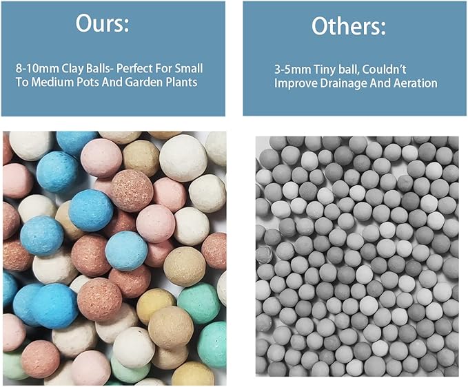 Natural Organic Colorful Leca Balls 2LBS for Plants, 8mm-10mm Ceramsite Clay Pebbles Indoor Potting Garden Soil for Orchid, Succulents, Hydroponics, Decoration, Drainage (2LBS, Colorful, 1)