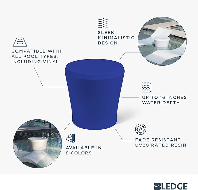 Ledge Lounger Signature Chaise Set of 2 + Affinity Side Table – in Pool Lounger Designed for Shallow Shelves Up to 9” – Outdoor Patio Sun Shelf & Poolside Furniture Bundle (Sandstone)