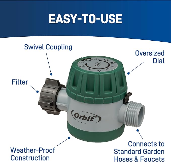 Orbit 62034 Mechanical Watering Hose Timer, Colors May Vary