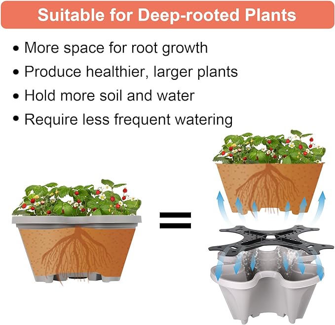 Vertical Planter 5 Tier Stackable Planters Garden Planters Strawberry Herb Flower and Vegetable Planter Indoor Outdoor Gardening Pots with Removable Wheels and Tools