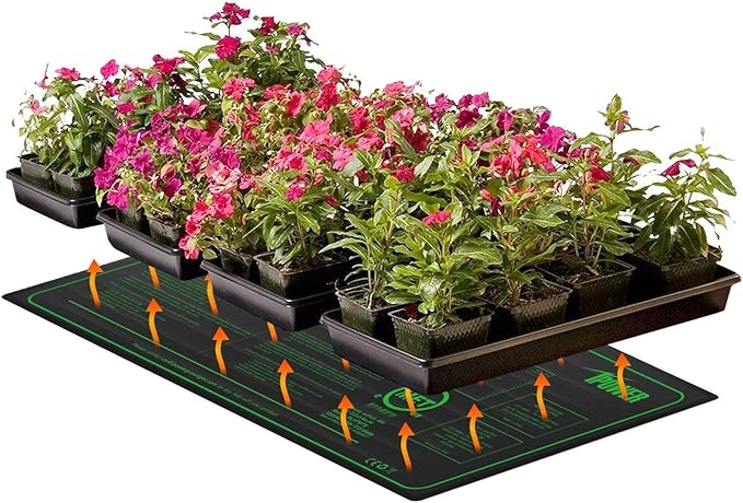 iPower GLHTMTSX2-A 2-Pack 10" x 20.5" Durable Waterproof Seedling Heat Mat Warm Hydroponic Plant Germination Starting Pad, Green