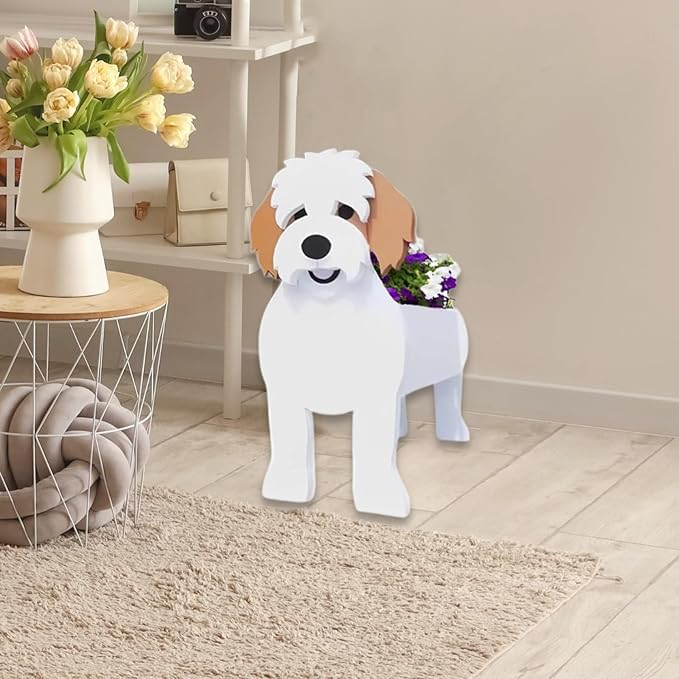 Karelian Bear Dog Planter Plant Pots,Cute Garden Dog Flower Planter,Dog Planters Birthday Gifts for Women,Office,Indoor/Outdoor Decor(9.45 * 8.15 * 13.39in)