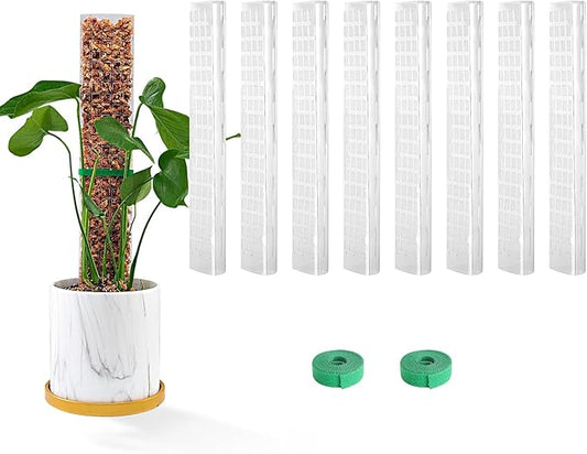15 Inch 8 Pcs Plastic Moss Pole for Plants Monstera, 8Γ15'' Plant Poles for Climbing Plants, Plant Support for Indoor Plants Work with Sphagnum Moss, Clear