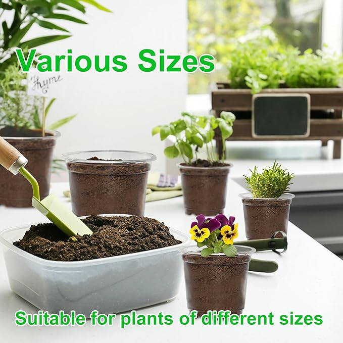 JERIA 30 Pack 6/5/4Inch Clear Nursery Pots with Drainage Holes, Clear Plant Pot for Planting, Transparent Plastic Plant Pots,Durable Seed Starting Pot for Succulents