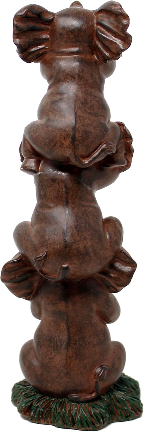Nature's Mark See Hear Speak No Evil Elephants Totem Statue 9" Tall Jungle Safari Wildlife Acrobatic Elephants Figurine Decor Sculpture Pole Resin Home Decorative Accent (Brown)