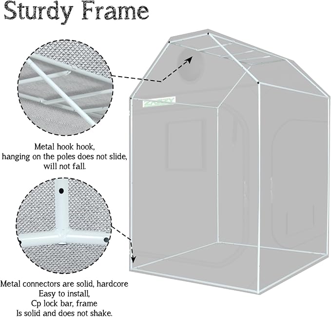 zazzy Grow Tent 60"x60"x72" Roof Cube Plant Grow Tents with Observation Window and Removable Floor Tray for Indoor Plant Growing Seedling 5x5