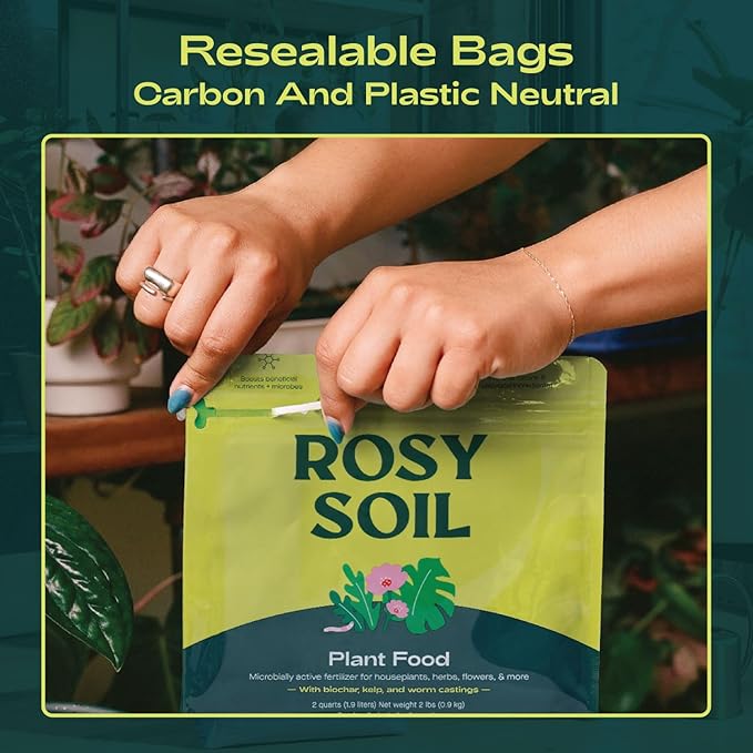 Plant Food - Microbially Active Fertilizer for Houseplants, Herbs, Flowers – Enriched with Biochar, Kelp, and Worm Castings – Organic Food for Healthy Growth – 2 Quarts