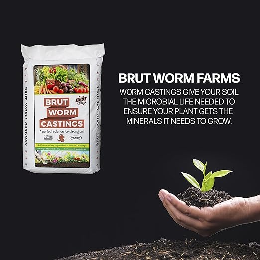 Brut Organic Worm Castings – 30 Lb – Garden's Elixir for Thriving Blooms & Harvests! (8 Pack)