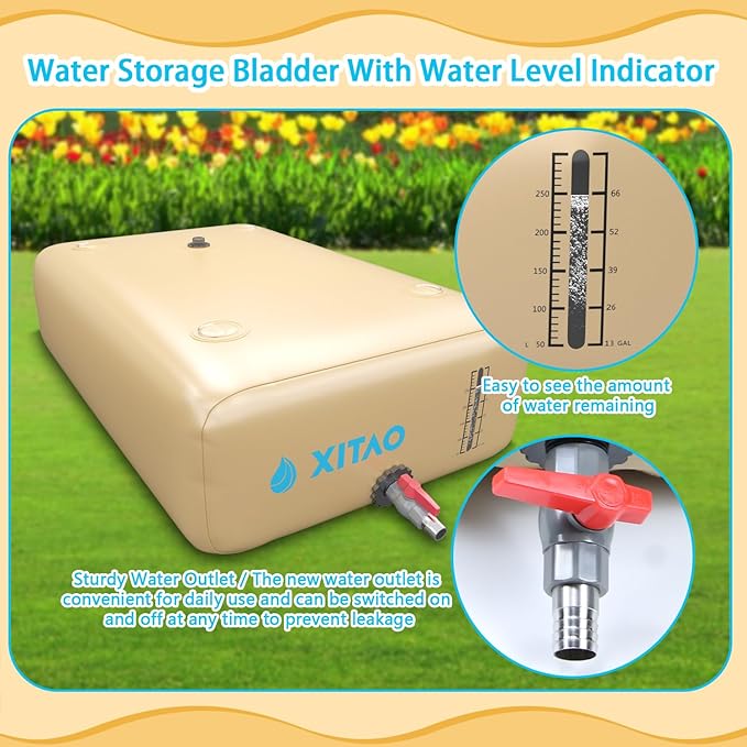 XITAO 87Gal/330L Water Storage Bladder w/Water level Indicator, Large Capacity Foldable Water Storage Containers, Portable Emergency Water Tank Water Bag for RVs, Fire Prevention, Irrigation
