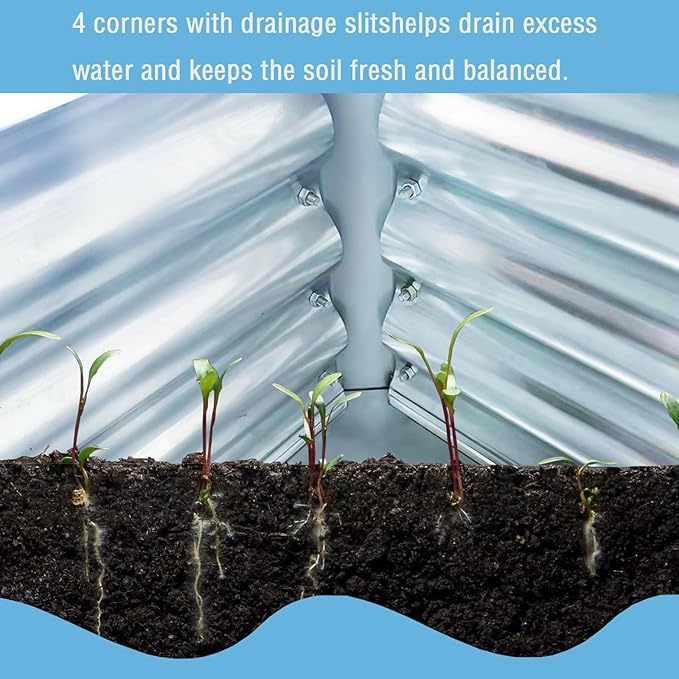 Raised Garden Bed with Legs, Galvanized Raised Planter Box with Storage Shelf and Drainage Holes, 48×24×32 Inch Large Metal Garden Bed Kit for Balcony, Backyard, Patio Lasts for Years of Use.