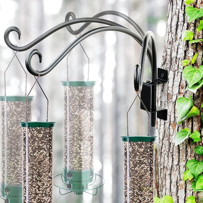 Swivel Bird Feeder Hanger Hook: Swivel Hanging Plant Bracket Outdoor - Wall Mount Swivel Hanging Hook for Bird Feeder 12Inch 2Packs