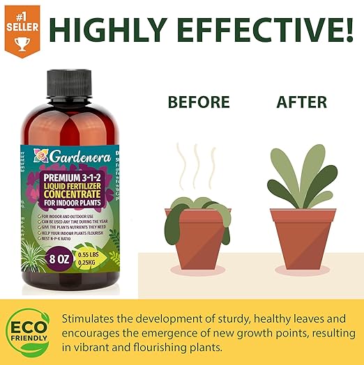 Premium Liquid Orchid Plant Fertilizer - 3-1-2 Concentrate for Indoor Plants and Flowers by Gardenera | Organic Plant Food for Orchids - 8oz