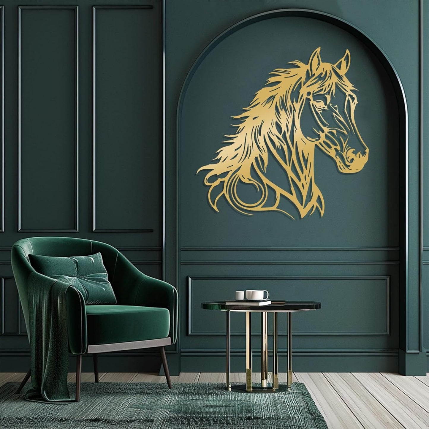Metal Horse Head Wall Decor, Metal Horse Wall Art, Animal Head Wall Decor, Wildlife Wall Art, Horse Silhouette Art, Hunting Art Wall Hanging (White, 39"x39"/100x100cm)