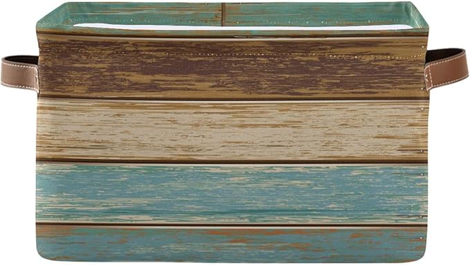 Wood Print Rectangular Storage Basket Retro Vintage Organizer Bin Shelf Baskets For Clothes Gifts For Home Office Dorm