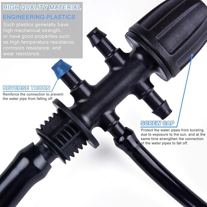 Kalolary Barbed Tee for 5/16β to 1/4β Irrigation Tube, 20PCS Anti-Drop Drip Irrigation Hose Fittings for 8/12mm 4/7mm PE Pipe Lock Female Connectors for Micro Spray Parts 6-Way Adapter Watering System