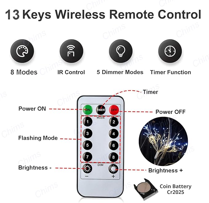 4 Pack Firework Lights, Yellow and White Patio Fairy Light Lighting Star Fireworks Sphere Fancy 120 LED DIY Dandelion Decoration Light with Remote, for Outdoor Bar Tree Wedding Party Restaurant