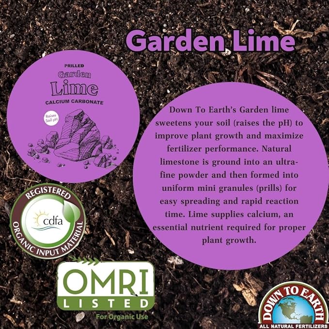 Down to Earth Organic Garden Lime Calcium Carbonate, 5lb
