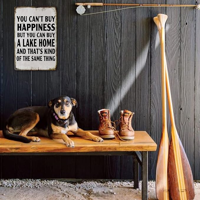 Lake House Decor For The Home Fishing Cabin Metal Tin Sign Outdoor You Can'T Buy Happiness But You Can Buy A Lake Home Signs Lake Life Wall Decor Lake House Gifts 12 X 8 Inch