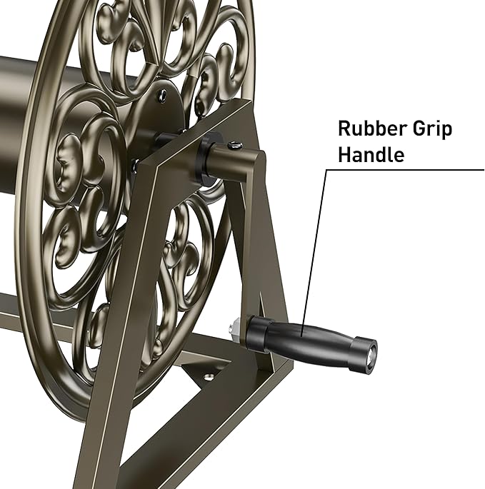 GOFORWILD Garden Wall/Floor Mount Hose Reel, Decorative Hose Reel, Garden Heavy-Duty Water Hose Holder Winder, Holds 200-Feet of 5/8-Inch Hose