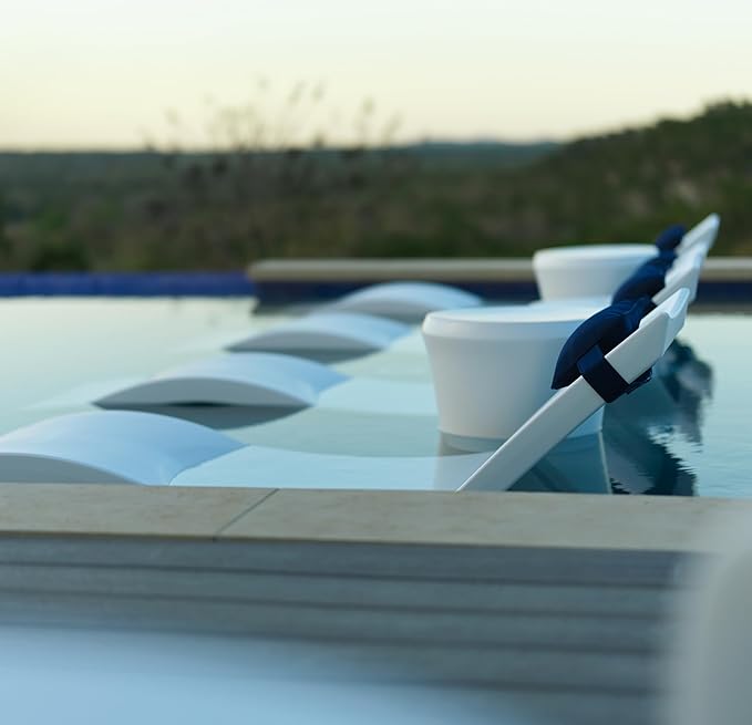 Ledge Lounger Signature Chaise Set of 2 + Affinity Side Table – in Pool Lounger Designed for Shallow Shelves Up to 9” – Outdoor Patio Sun Shelf & Poolside Furniture Bundle (Sandstone)