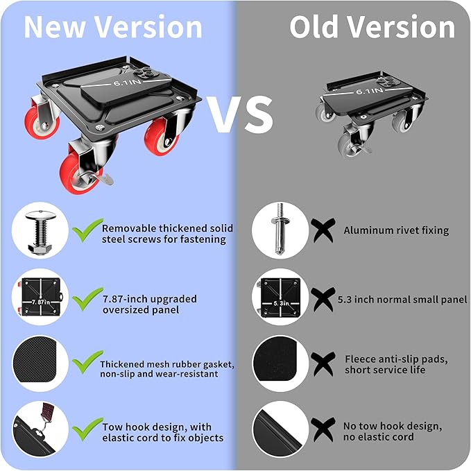 MYUEA【Upgrade Large】 Furniture Dolly,Furniture Movers with 5 Wheels,Carbon Steel Panel Heavy Duty Dolly,Furniture Lifter with 5 360° Rotatable Rubber Universal Wheels,Maximum Load 3747 LBS(Oversize)