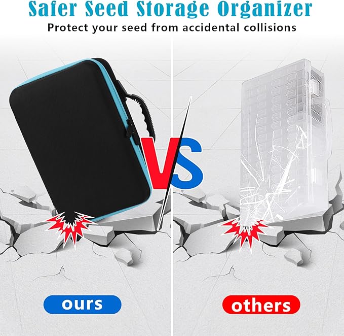 120 Slots Seed Storage Organizer with 20 Seed Envelopes, Sturdy Seed Organizer Storage Box with Zipper Bag Label Stickers(Seeds not Included), Seed Storage Container for Flower Plants Garden